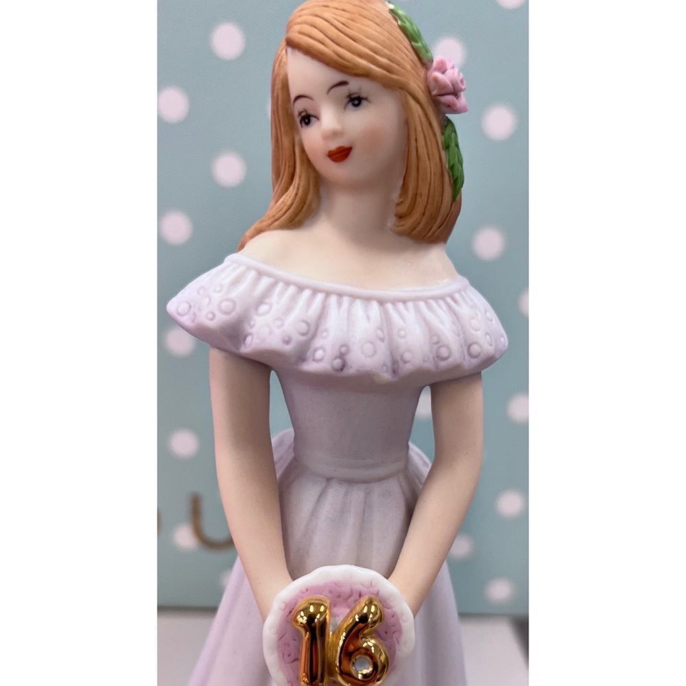 Enesco Growing Up Birthday Girls “Brunette Age 16” Porcelain Figurine 6.5”